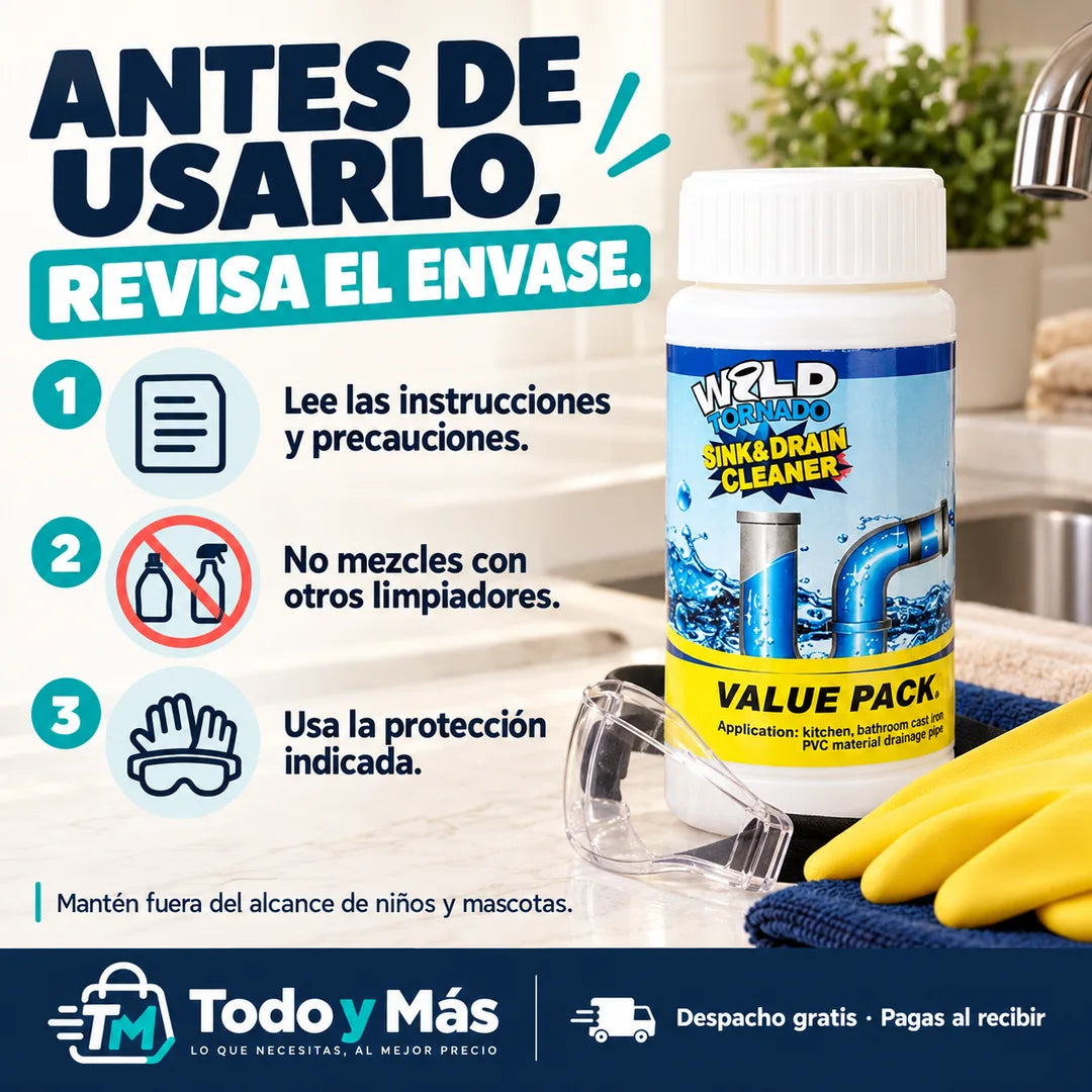 WILD TORNADO - Destapador de cañerias en polvo