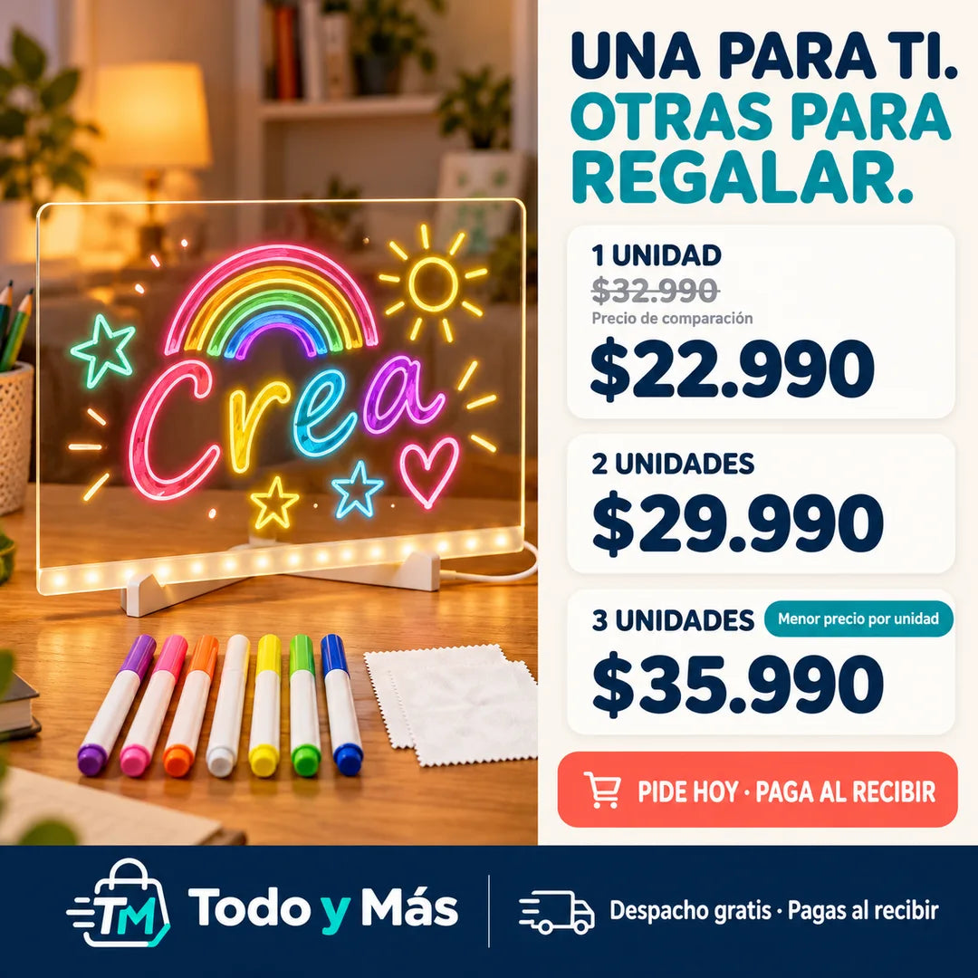 Pizarra Led Magica - Dibuja, borra y vuelve a crear