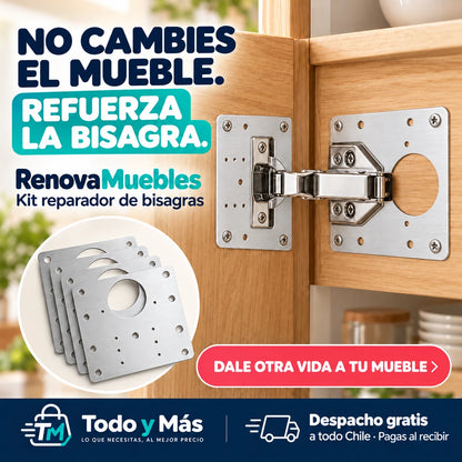 Pack x4 RenovaMuebles · Placa Reparadora Bisagras Premium